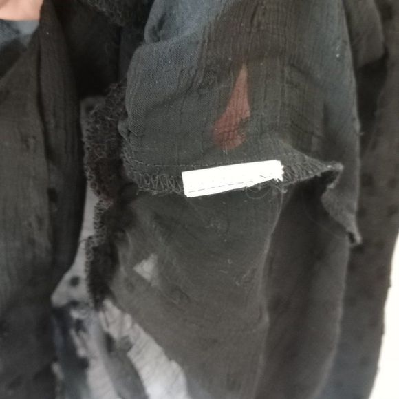 Zara Basic Women's dotted Sheer Blouse with Lace Black size Small - Picture 6 of 10